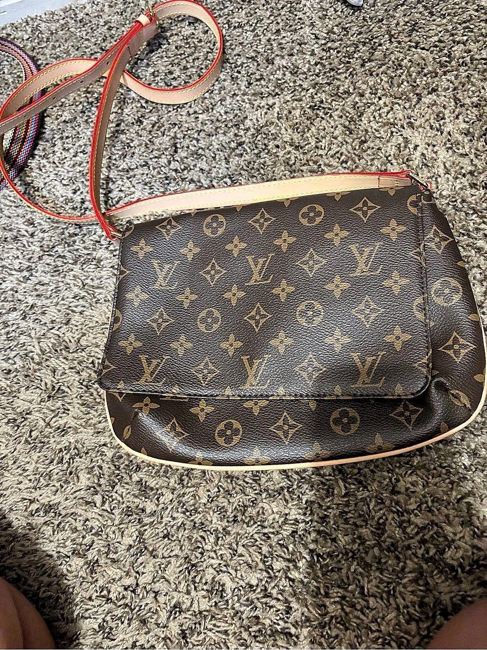 LV Crossbody in Brown & Red